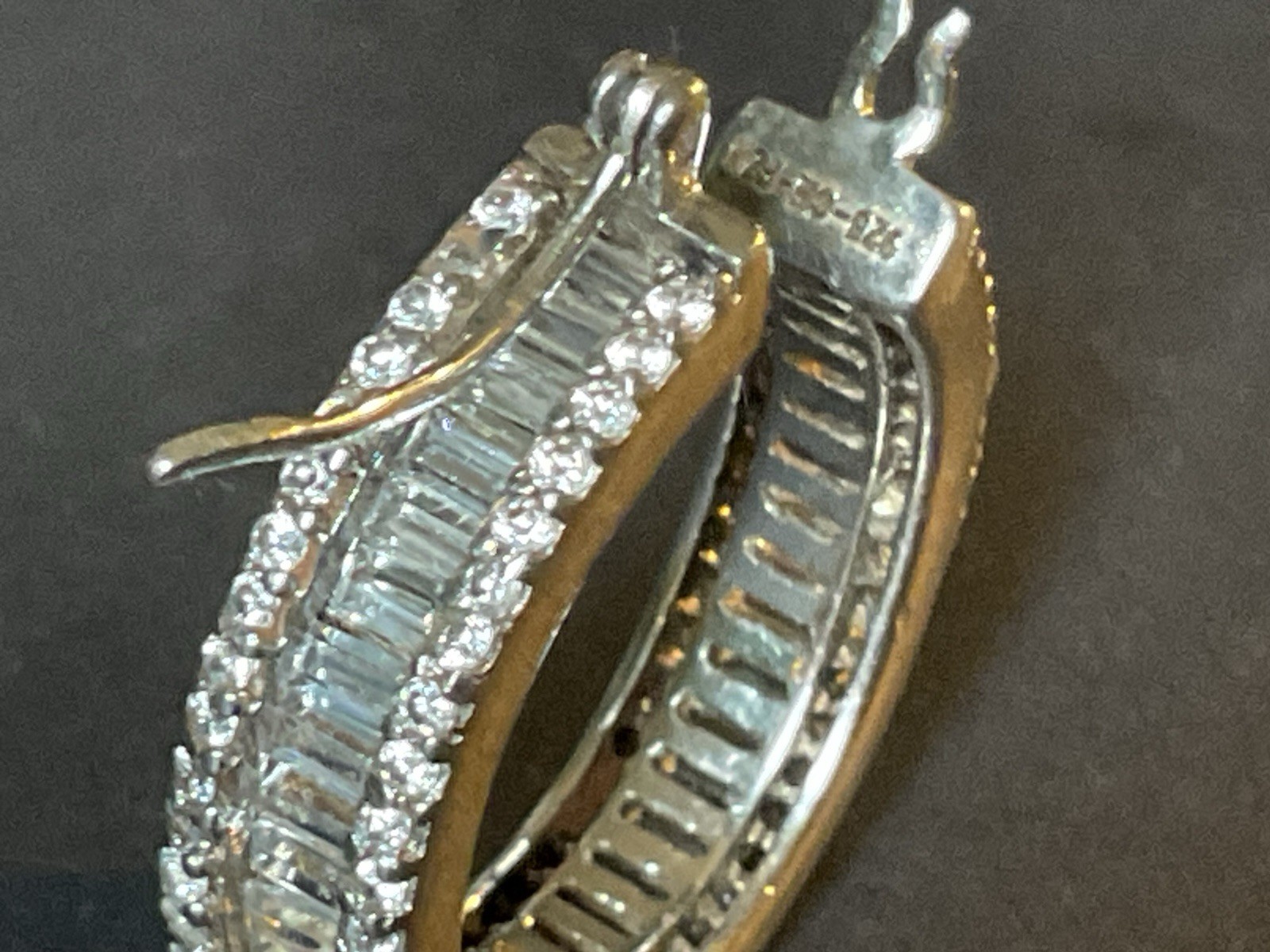 FUZION CREATIONS FZN Hoop Earrings Sterling Silver Clear Gemstones FZN 925 CN