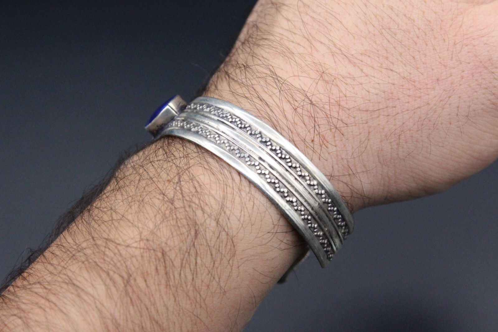 Afghan Bracelet, Lapis Lazuli Stones Bracelet, Cuff Alpaka Kuchi Boho Bracelet