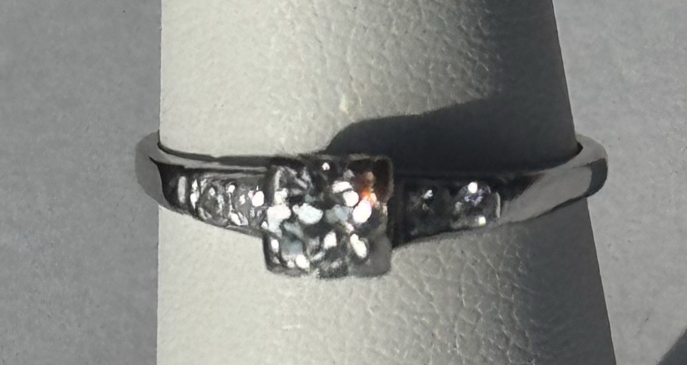 Antique 900 Platinum Victorian Old Mine Cut Diamond Solitaire Ring 0.57 ctw