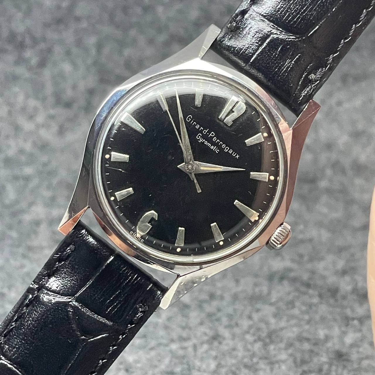 RARE GIRARD PERREGAUX GYROMATIC AUTOMATIC CAL 21.19 S STEEL SWISS WATCH Ca1970