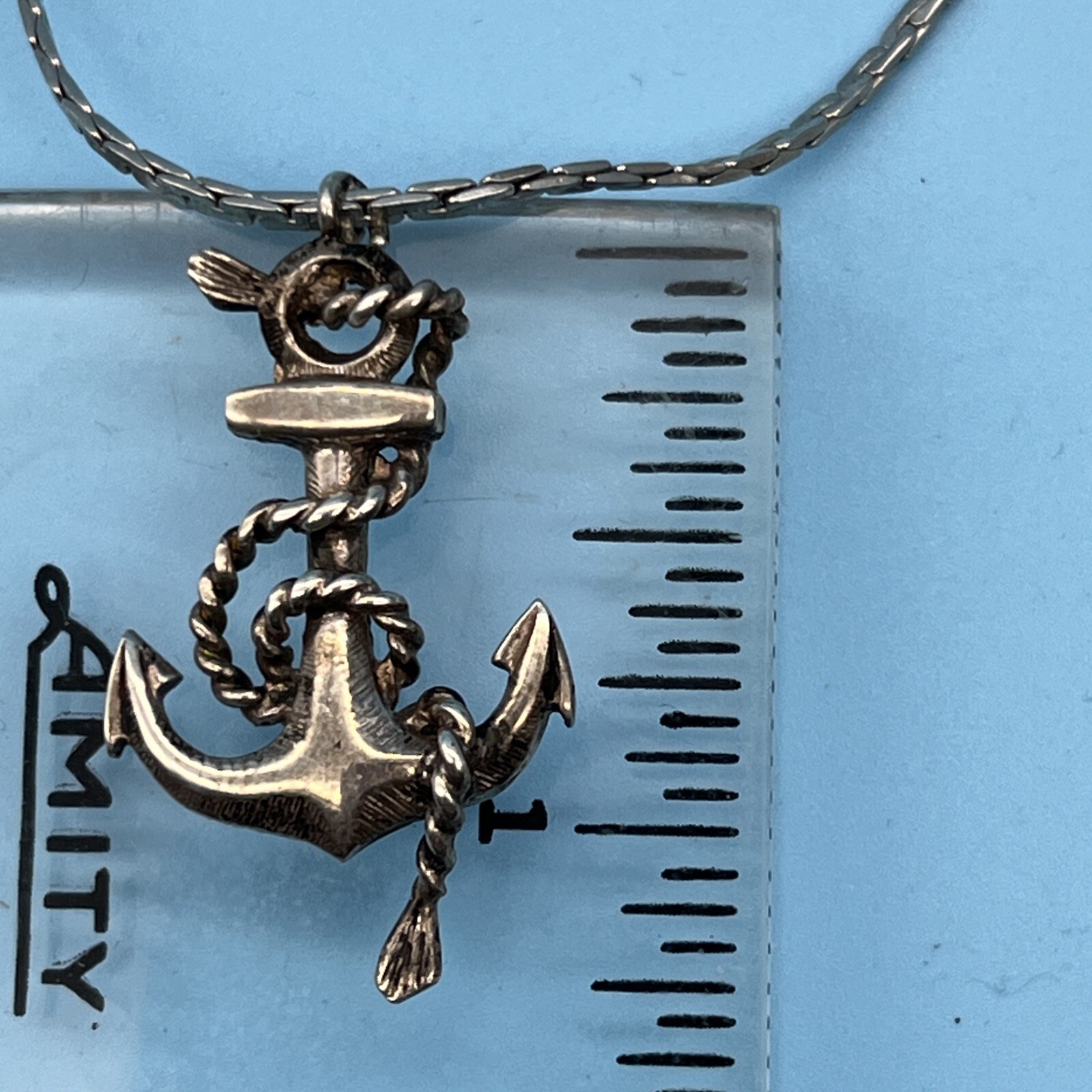 JCF Sterling 925 Mariner Anchor Pendant Necklace