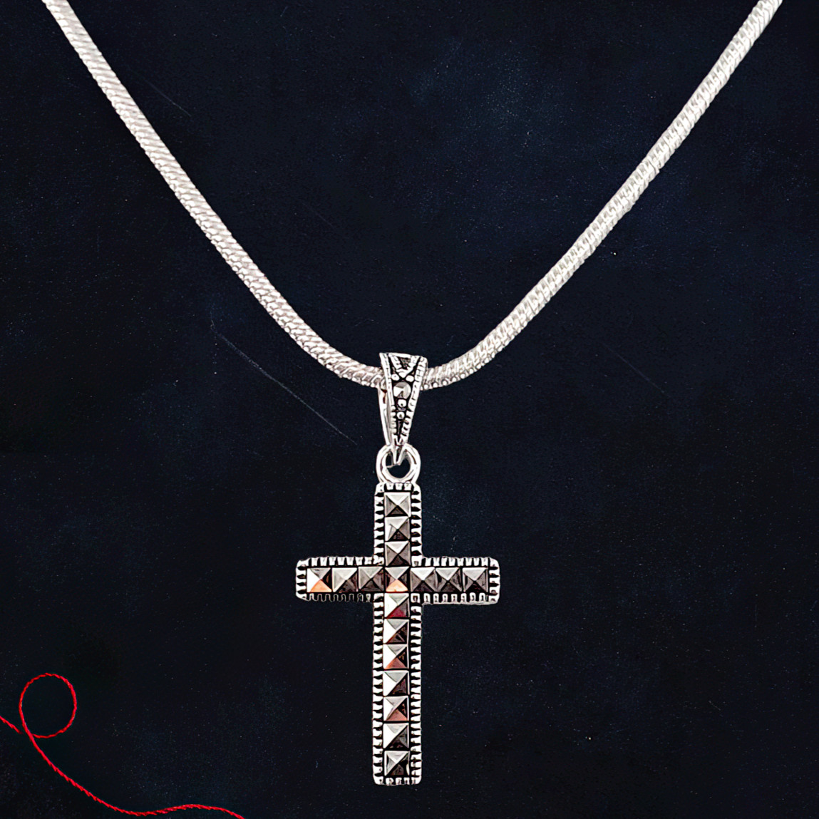 Marcasite Cross Sterling Silver Necklace