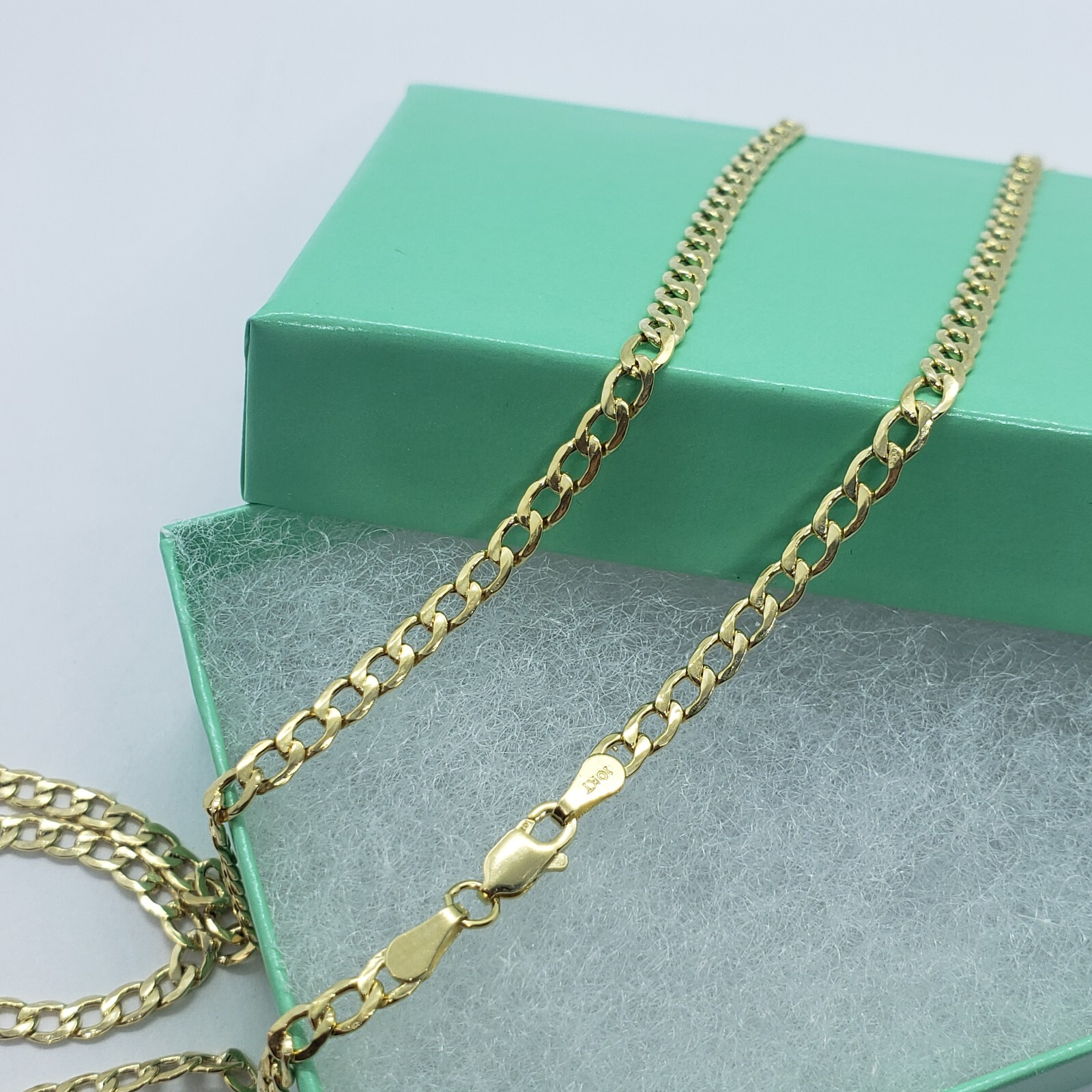10K Yellow Gold Hollow Cuban Curb Chain Link Necklace Bracelet 2~7mm All Sizes