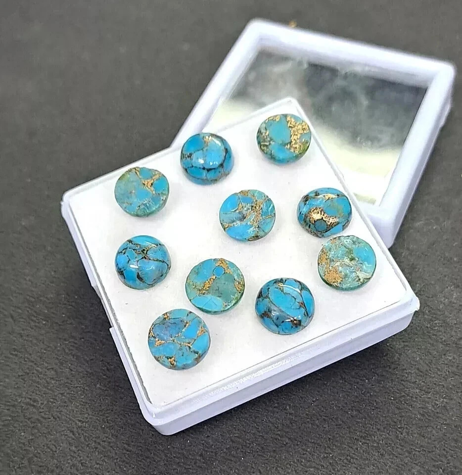 AAA+ Blue Copper Turquoise Smoth Round Shape Loose Gemstone