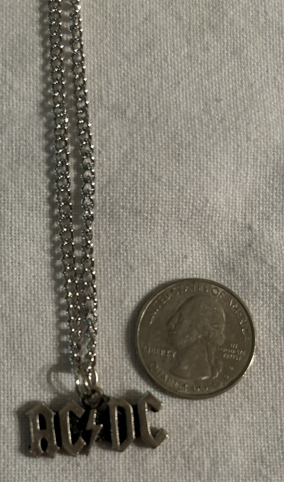 NEW Pewter ACDC Band Pendant charm on 24 inch silver colored chain