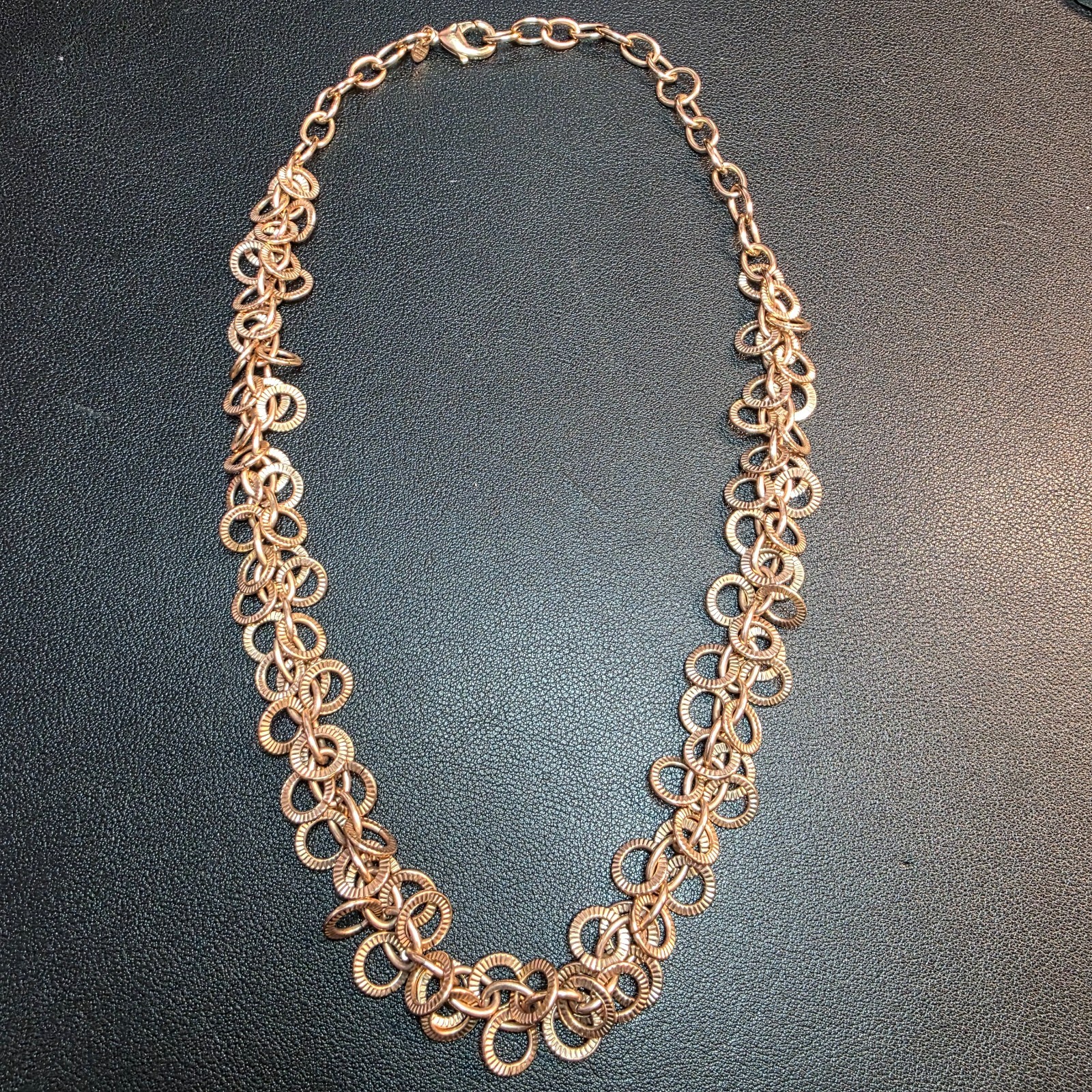 Milor Italy Bronze Rose Gold Fluted Ribbed Interlocking Circle Statement 22 in