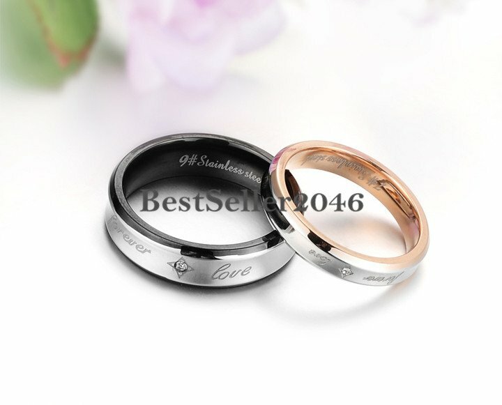 “Forever Love” Engagement Promise Ring Men Women Stainless Steel Wedding Band