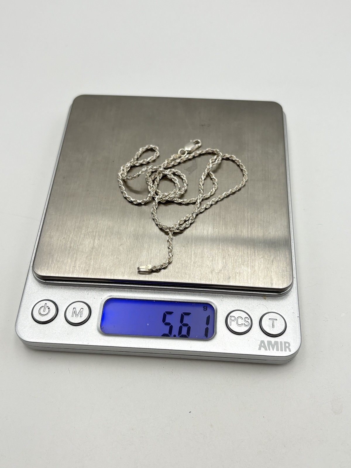 STERLING SILVER 925 ITALY 18″ ROPE CHAIN NECKLACE 1.7mm wide 5.6g