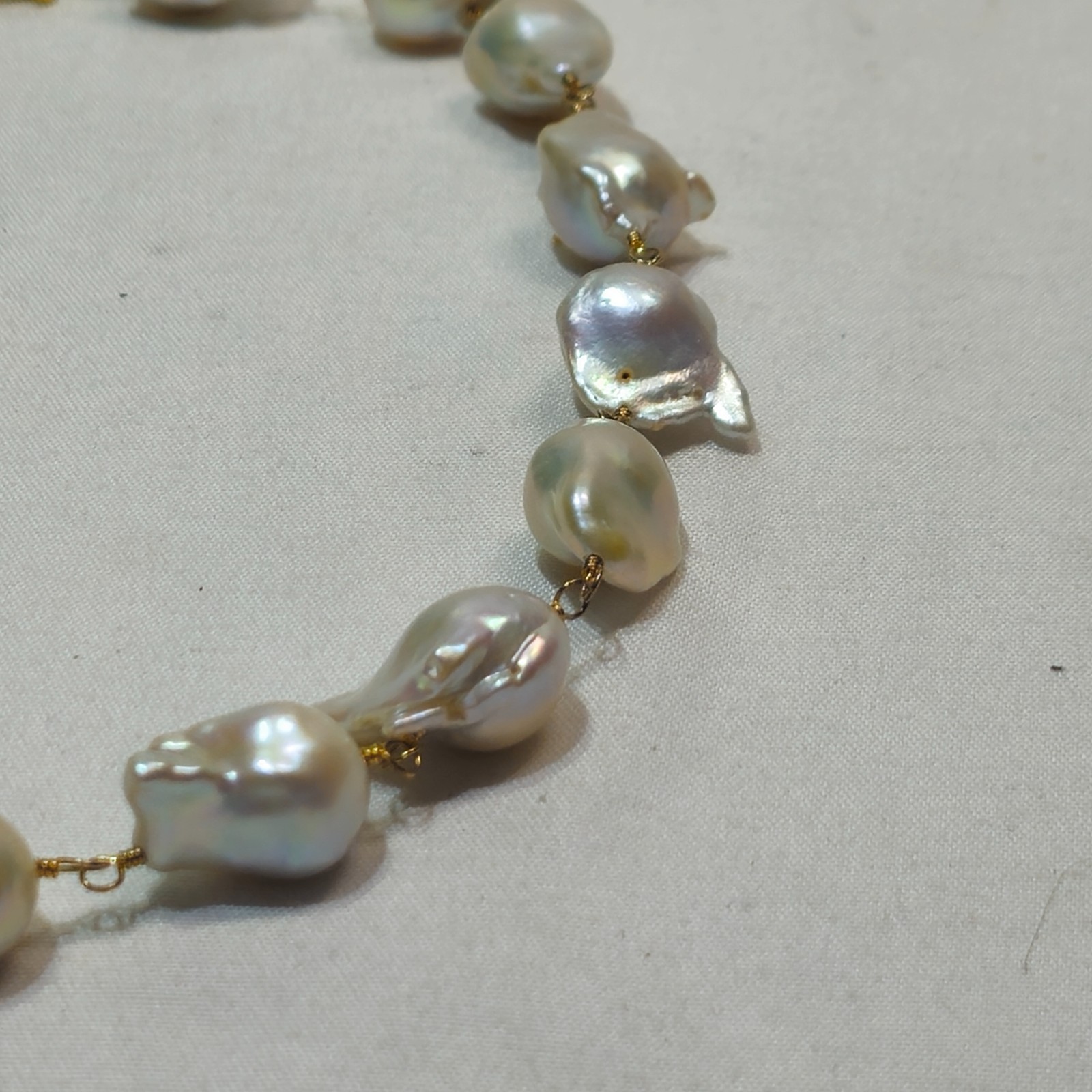 RARE LARGE NATURAL SOUTH SEA BAROQUE KESHI PEARL NECKLACE 18″ 50g 925 STERLING
