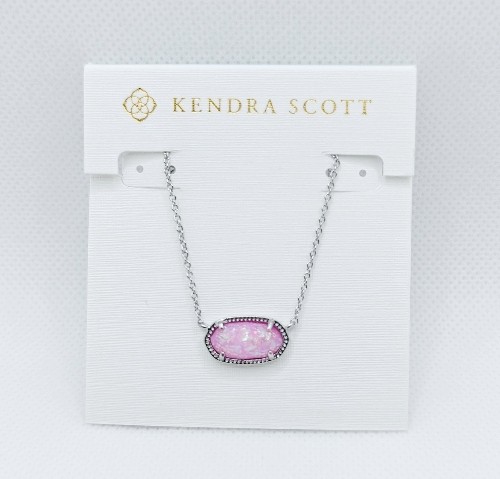 Kendra Scott Elisa Silver Pendant Necklace in Pink Opal