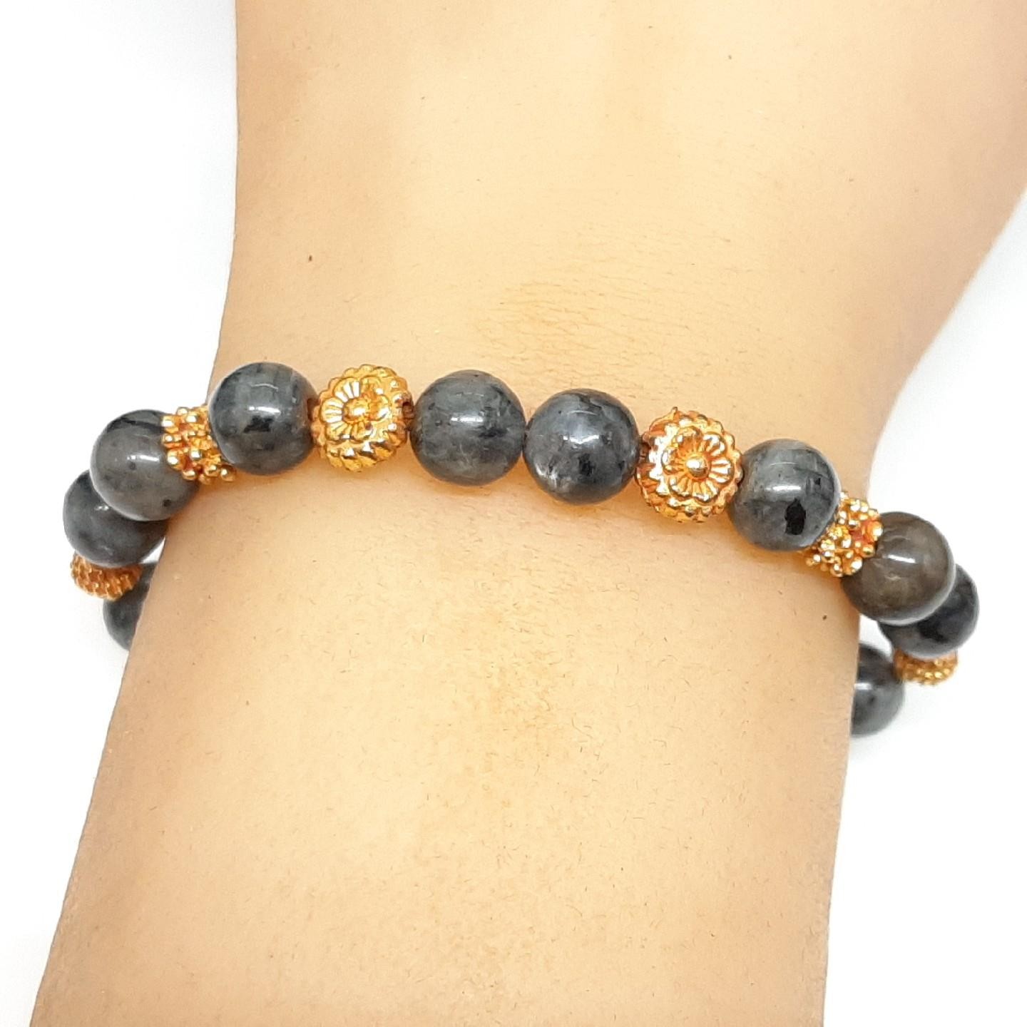 Genuine 24.00ctw Agate 14K Rose Gold Silver Bracelet 12.9g
