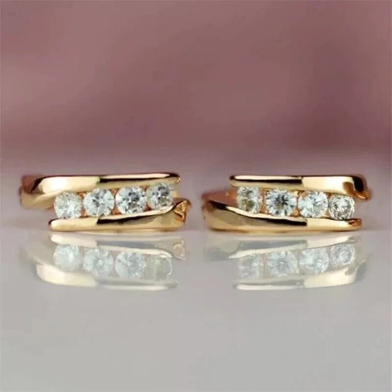 2Ct Round Simulated Diamond Hoop Women’s Modern Earrings 14k Yellow Gold Plated