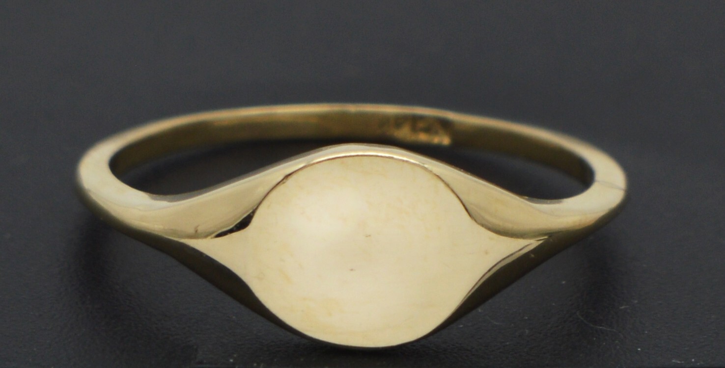 14k Solid Gold Round pinky Engraved Signet Personalized, Ring all sizes.
