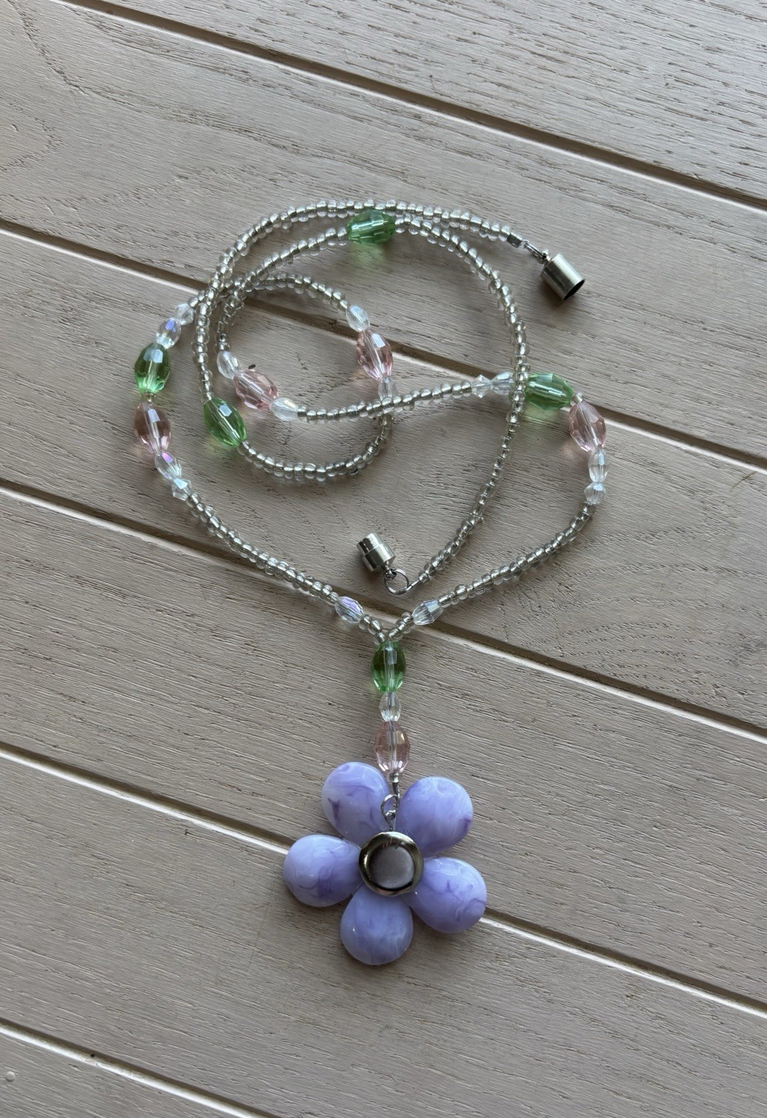 Romantic Whimsey Coastal Sparkle Mermaid/Fairy Long Statement Lilac Necklace