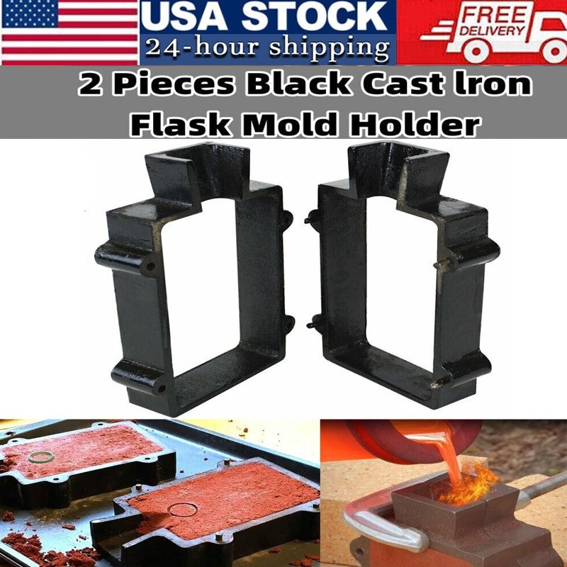 2PCS Cast Iron Flask Mold for Delft Sand Casting Jewelry Metal Making Tool