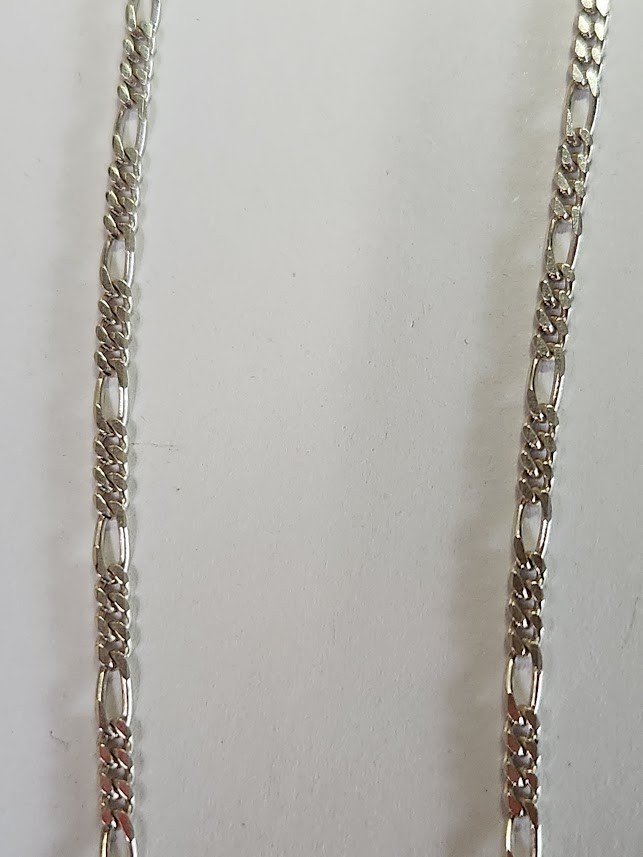 Solid 925 Sterling Silver Figaro Chain Necklace Ladies 2.5mm 17.5 inches ITALY