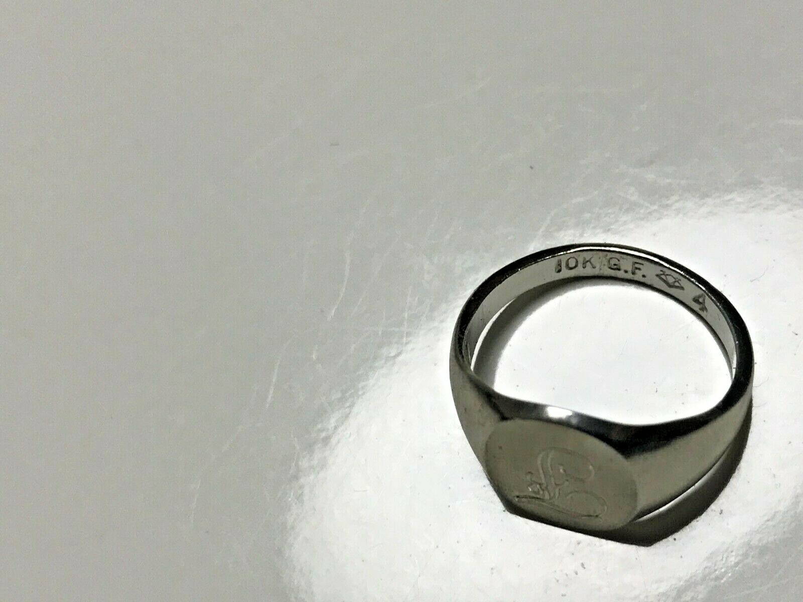 Vintage 10KT Gold Filled Stamped & Engraved Monogram F Ring Size 4 VARGAS Brand