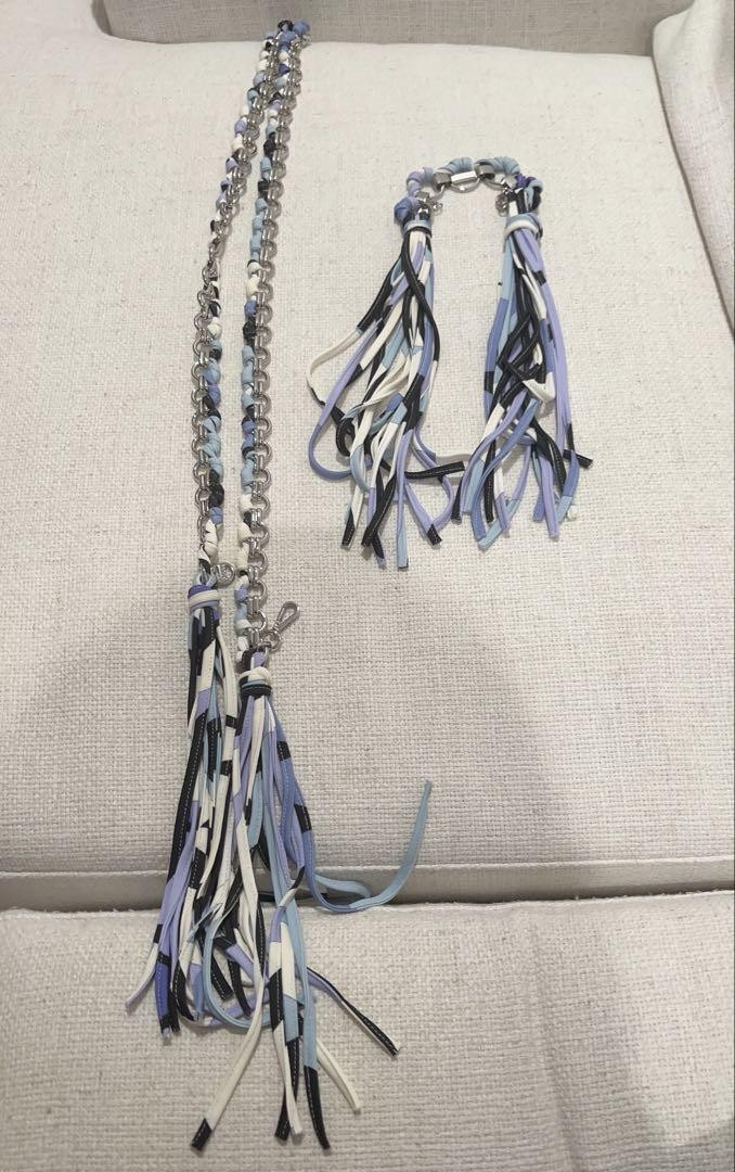 New Emilio Pucci Belt & Bracelet 2-Piece Set Blue Base Rare Cord Unused