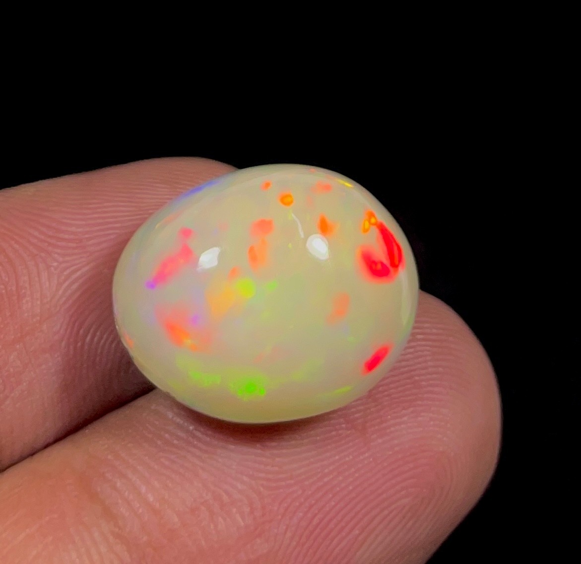 11.70 Ct Natural Ethiopian Opal Multi Fire Opal Oval Cabochon Loose Gemstone
