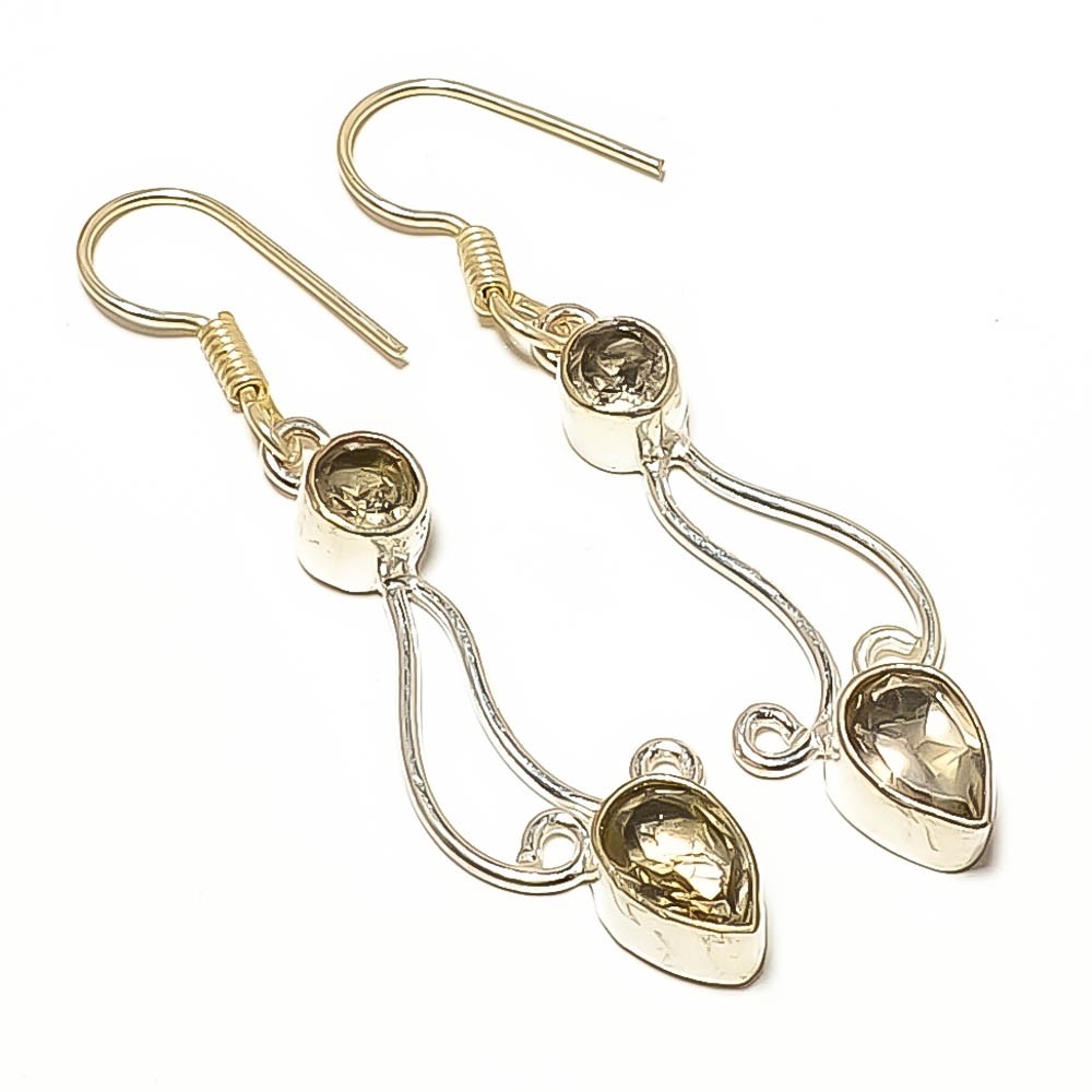 Smoky Quartz Gemstone 925 Silver Plated Earring 2.15″ TE7507-415