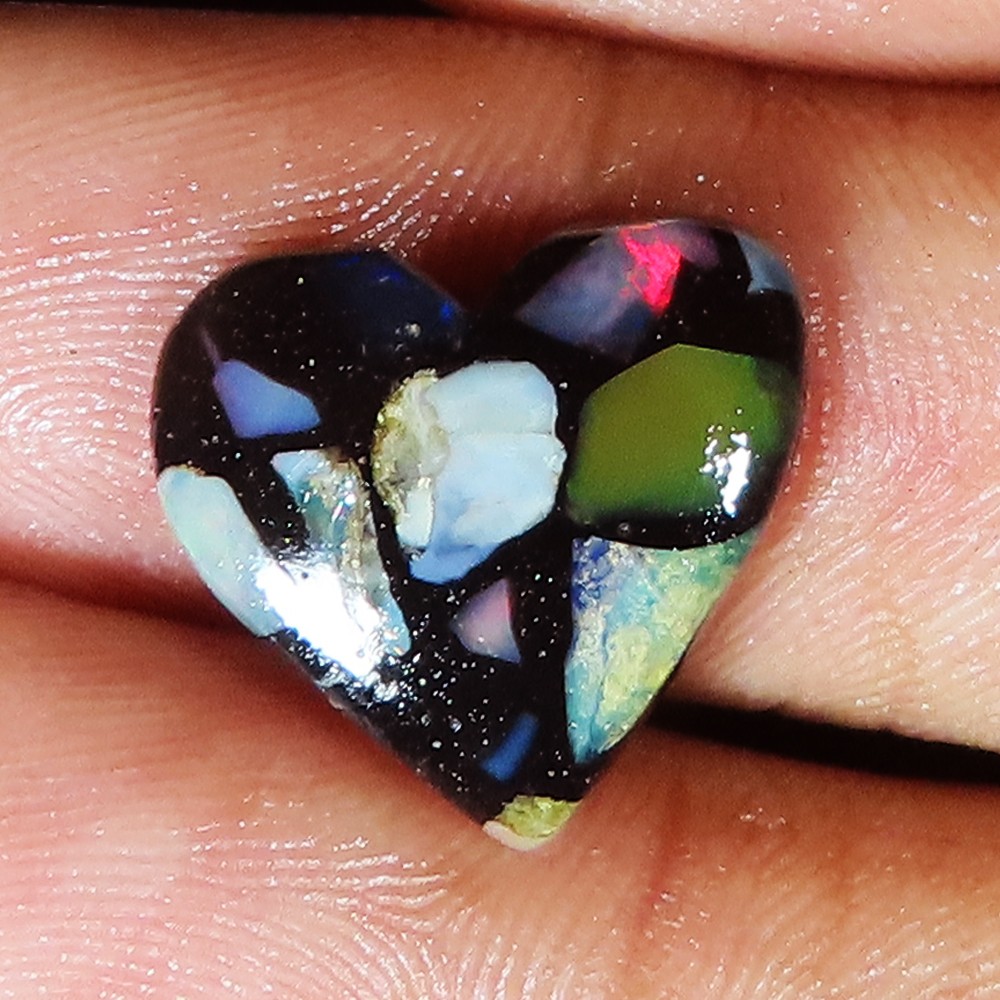 4.40 Cts Ethiopian Composite Opal Heart Cabochon Opal Gemstone 15x16x3 mm lp-187