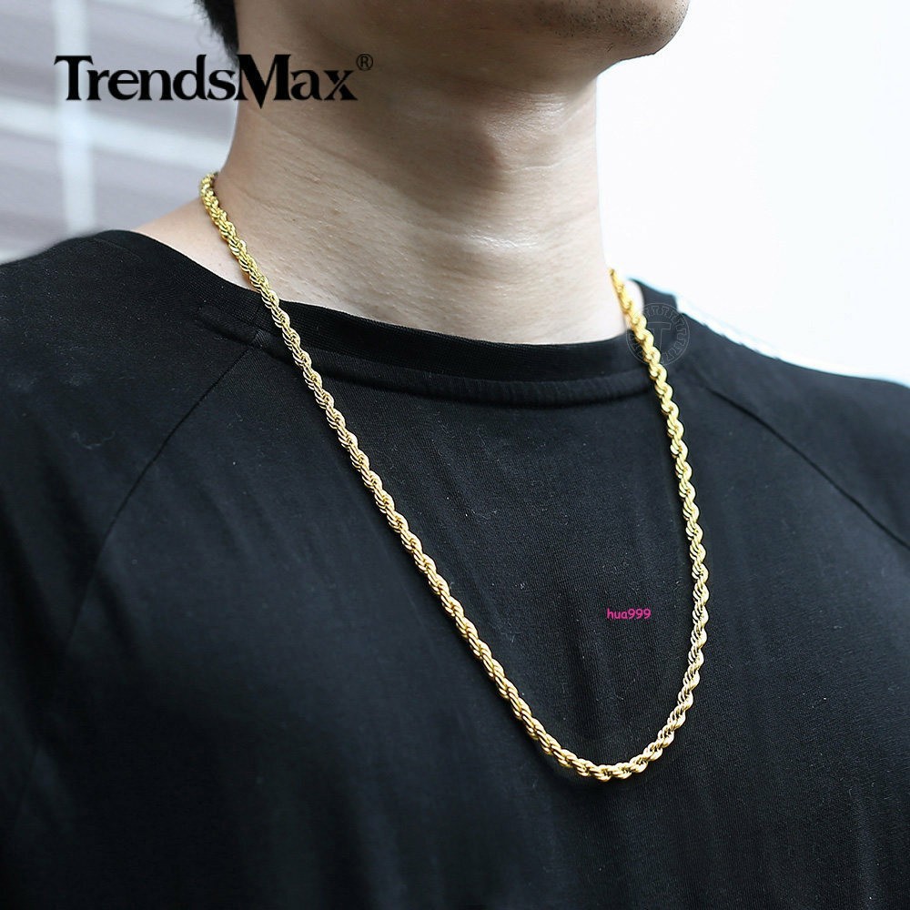 3/5/7mm 16-30″ Men’s Stainless Steel Twisted Rope Chain Necklace Choker Link