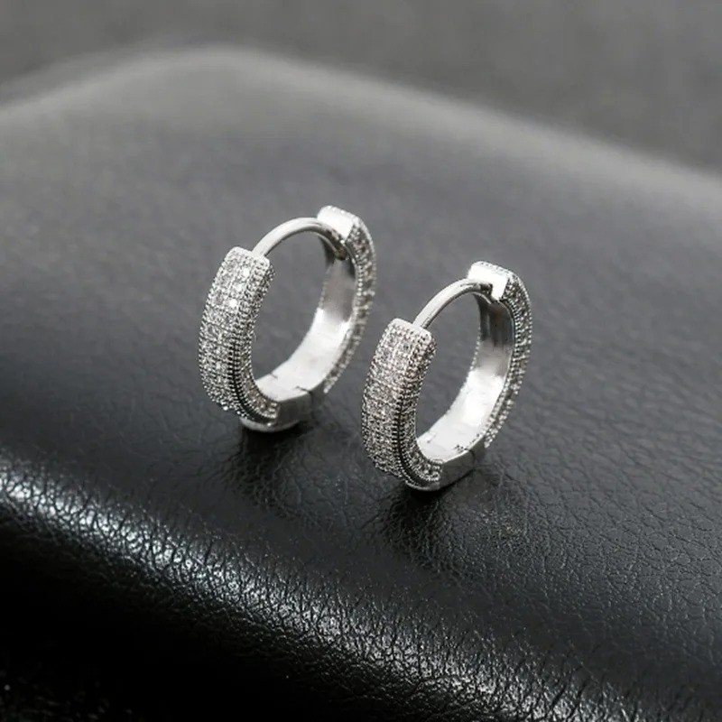 Pendientes aretes con simulado de diamantes chapados en oro para hombres