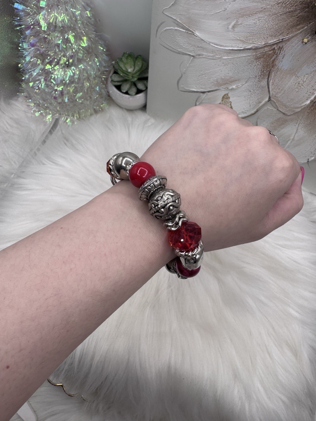 Festive Charm Beaded Bracelet 2 piece