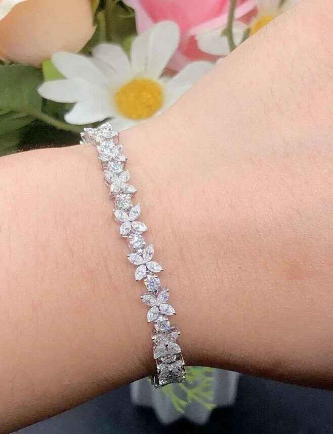 Multi Cut Wedding Special Natural Diamond Women’s Charm Tennis Bracelet 14K Gold