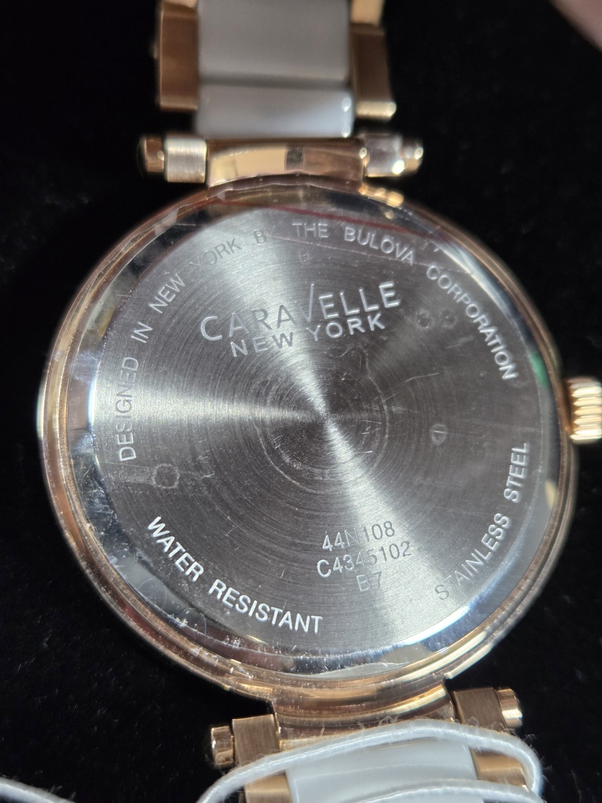 Caravelle New York 44N108 White Dial, Rose Gold Case, White/Rose Gold Band