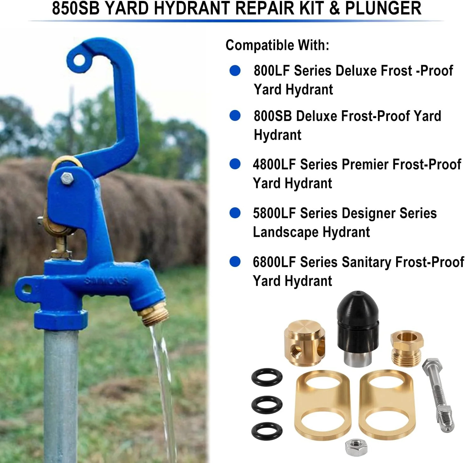 850 Sb Parts Kit Yard Water Hydrant Repair Kits & 8842 Plunger Fit for Simmons 8