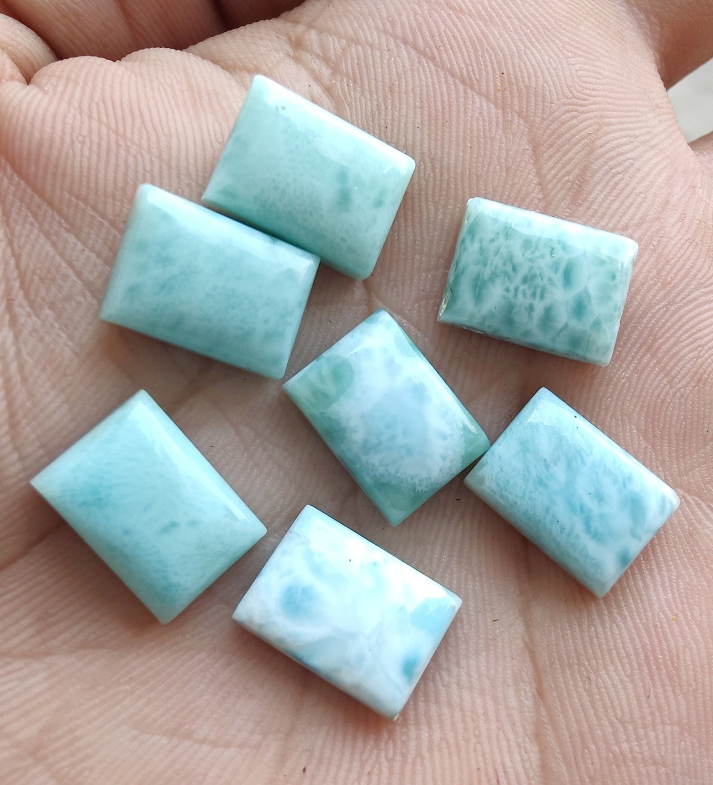 Natural Larimar Rectangle Cabochon 6x8mm to 12x16mm Loose Gemstone