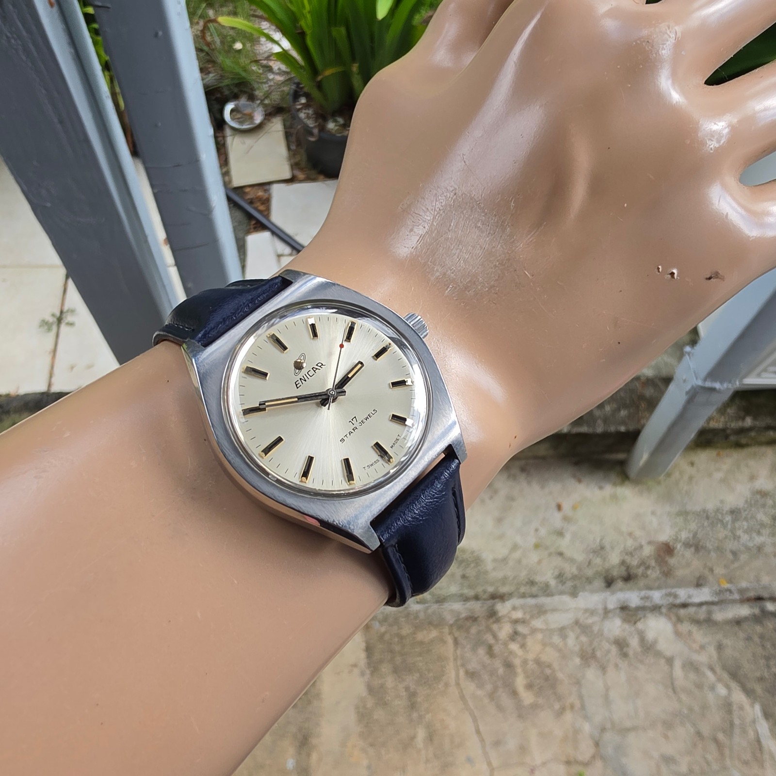 Vintage ENICAR Ocean Pearl men’s manual wind watch AR-160 swiss made 1970s