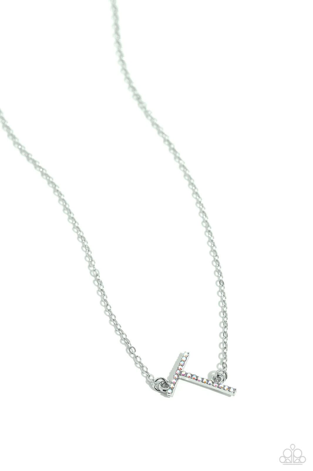 Paparazzi INITIALLY YOURS -T- multi IRIDESCENT necklace