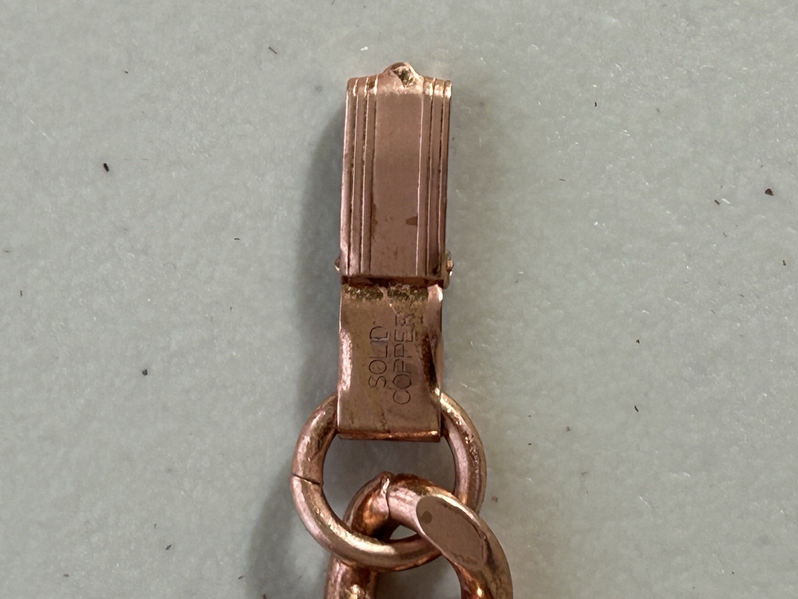 Vintage Solid Copper Cuban Curb Link Bracelet Fold Over Clasp 7.5”