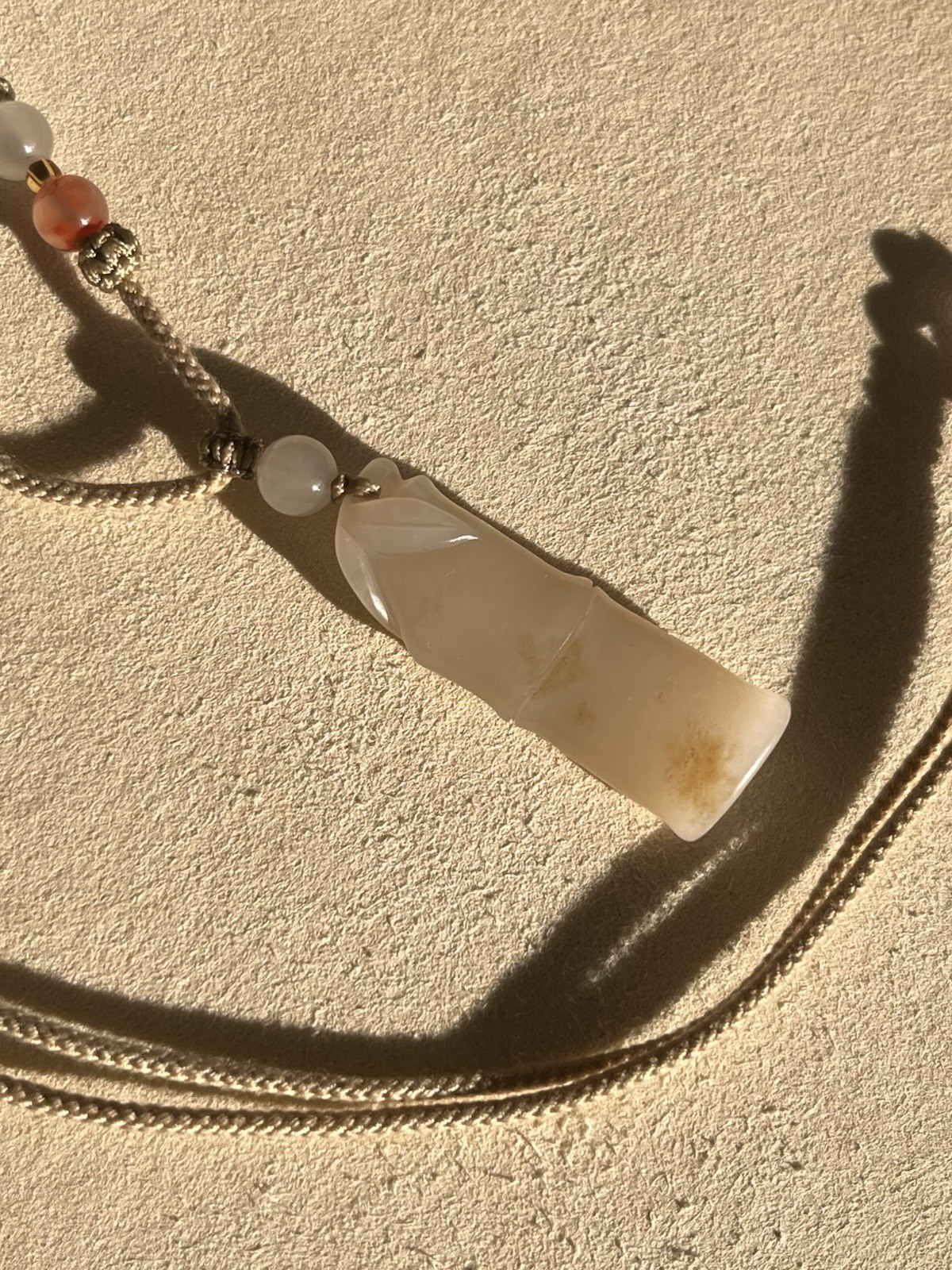 Hand Carved Light Brown Hetian Jade Bamboo | 精工手雕和田浅糖竹节