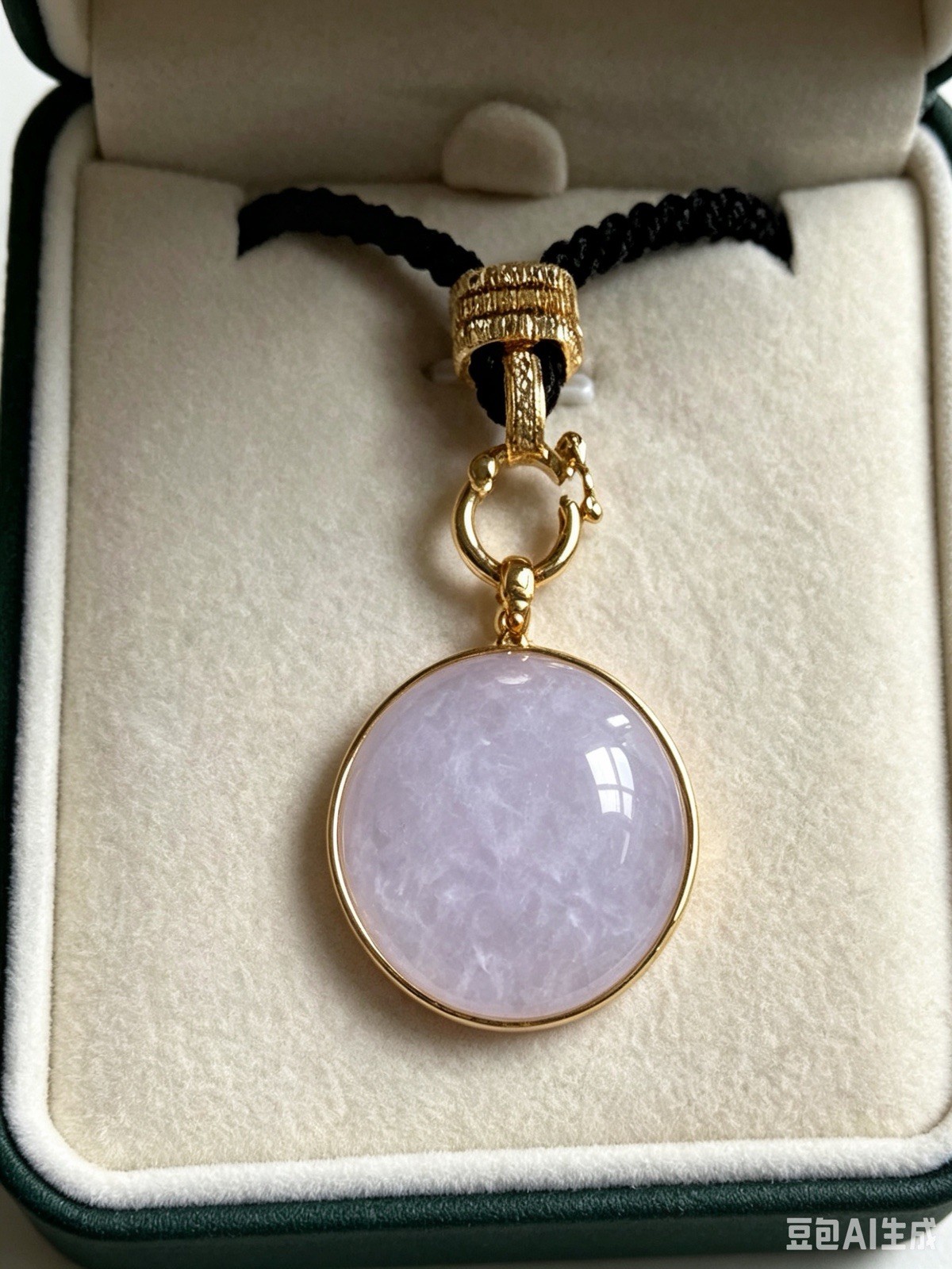 Natural Burmese violet jade, set in genuine 18K gold