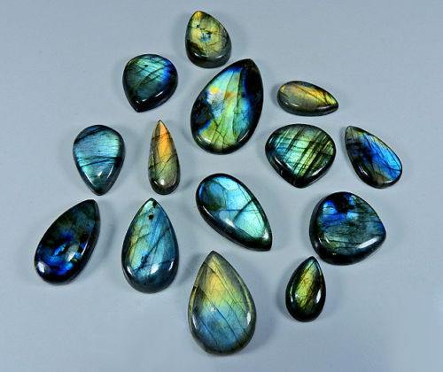NATURAL MULTI FLASH LABRADORITE PEAR SHAPE CABOCHON LOOSE GEMSTONE WHOLESALE LOT