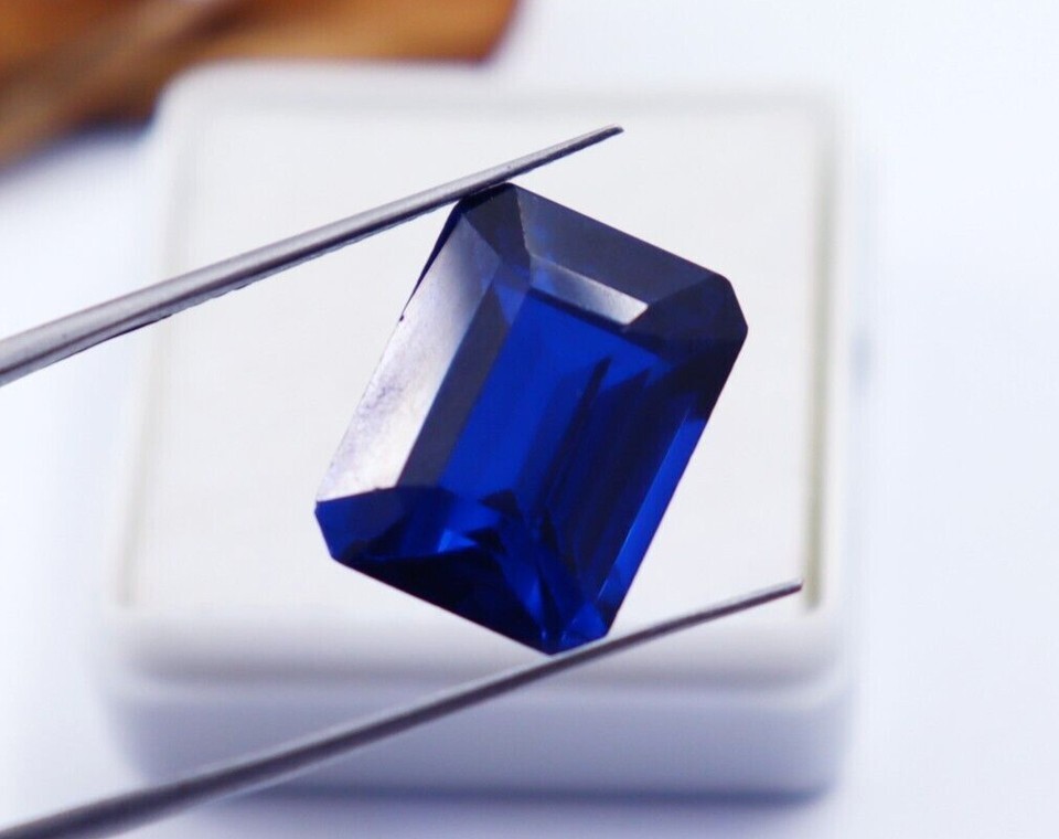 Emerald Cut Natural Blue Sapphire 10-12 Ct Loose Gemstone Certified
