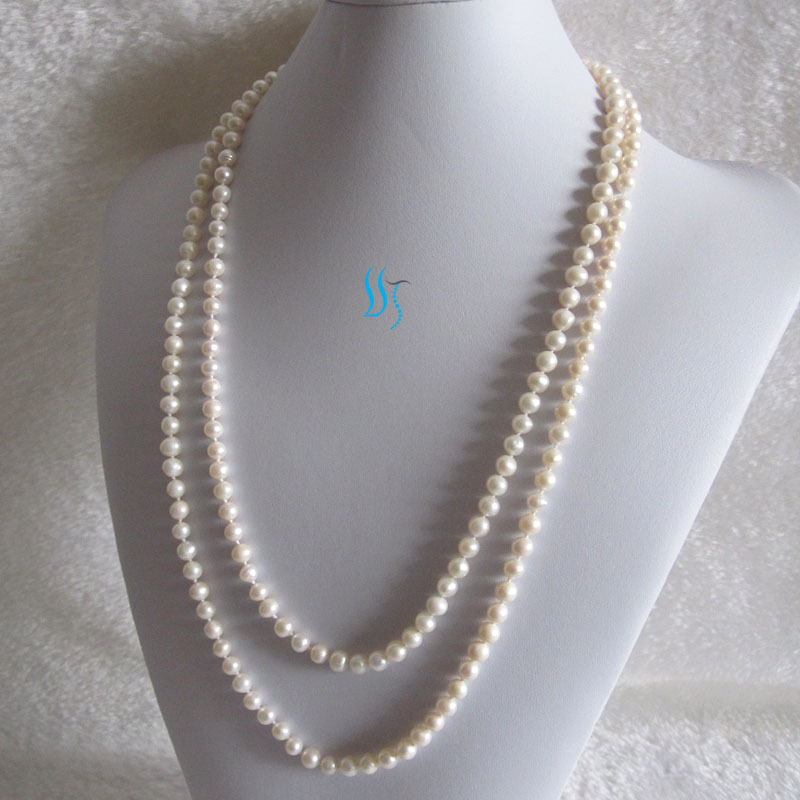 52″ 5-7mm White Cultured Freshwater Pearl Necklace Off Round Jewelry