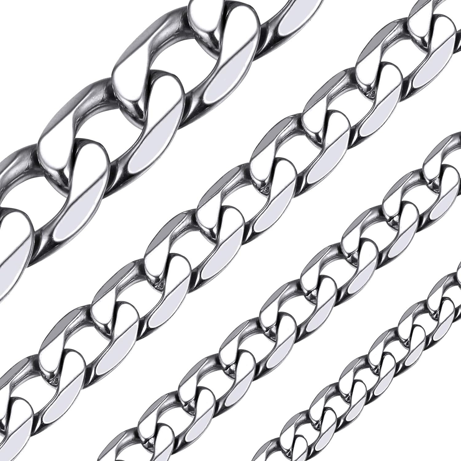 Cadena Cubana Para Hombre Collar Plata De Acero Inoxidable Joyería Moda Hip Hop