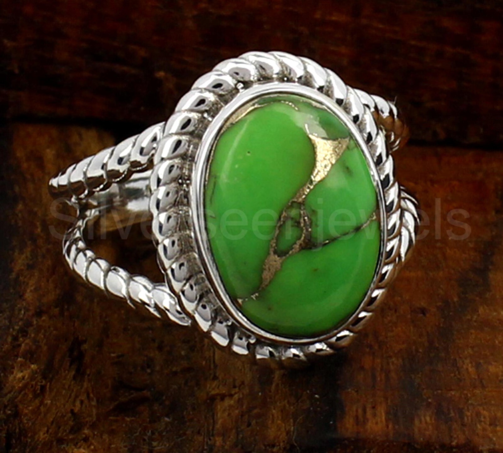 Green Turquoise Ring, 925 Sterling Silver Ring Design Band Ring , For Women Ring