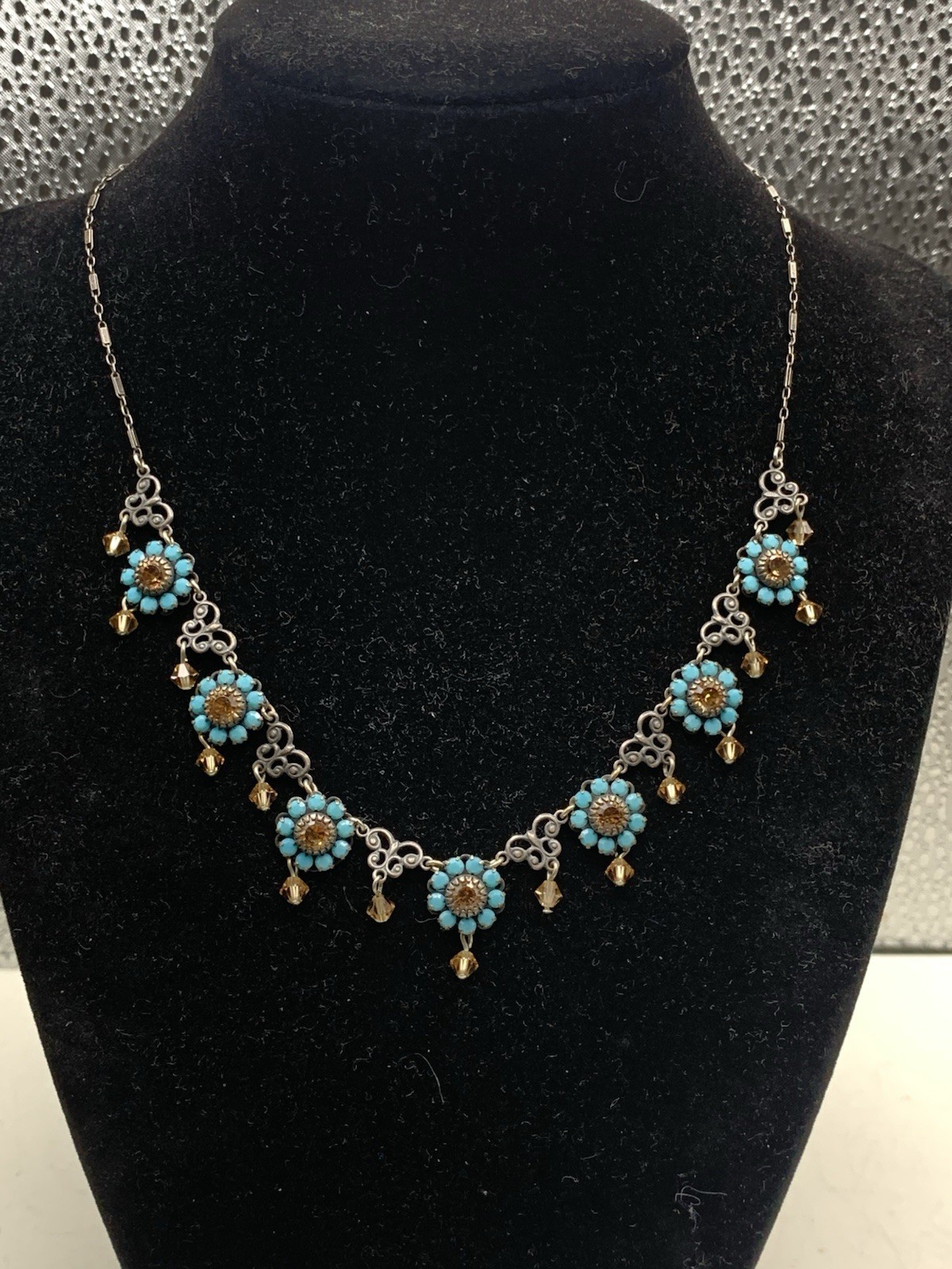 Vintage Rare Liz Palacios SF Victorian Gothic Swarovski Crystal 15” Necklace