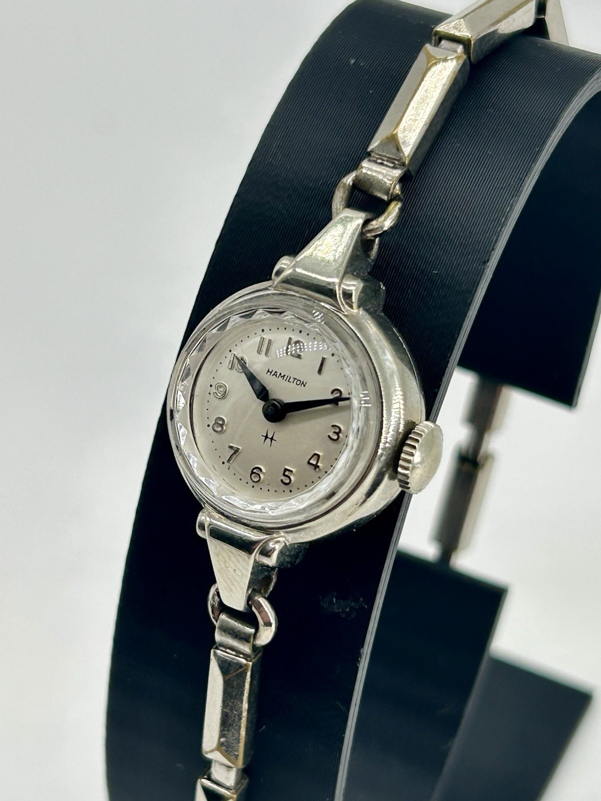 Vintage 1955 Hamilton Jenny-B 22J Ladies Watch 10K White Gold Filled Running USA