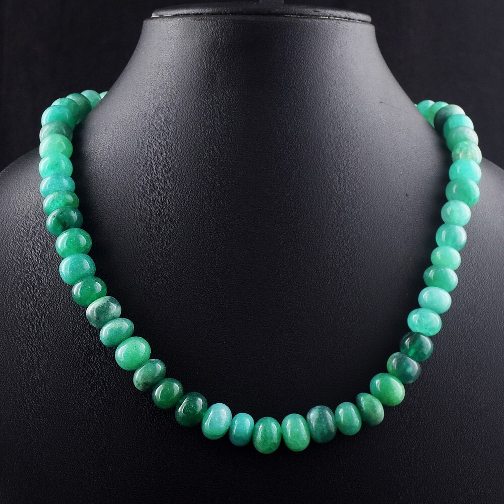 459 Cts Green Emerald Very Attractive Beaded Best Necklace Jewelry VK 02 E601
