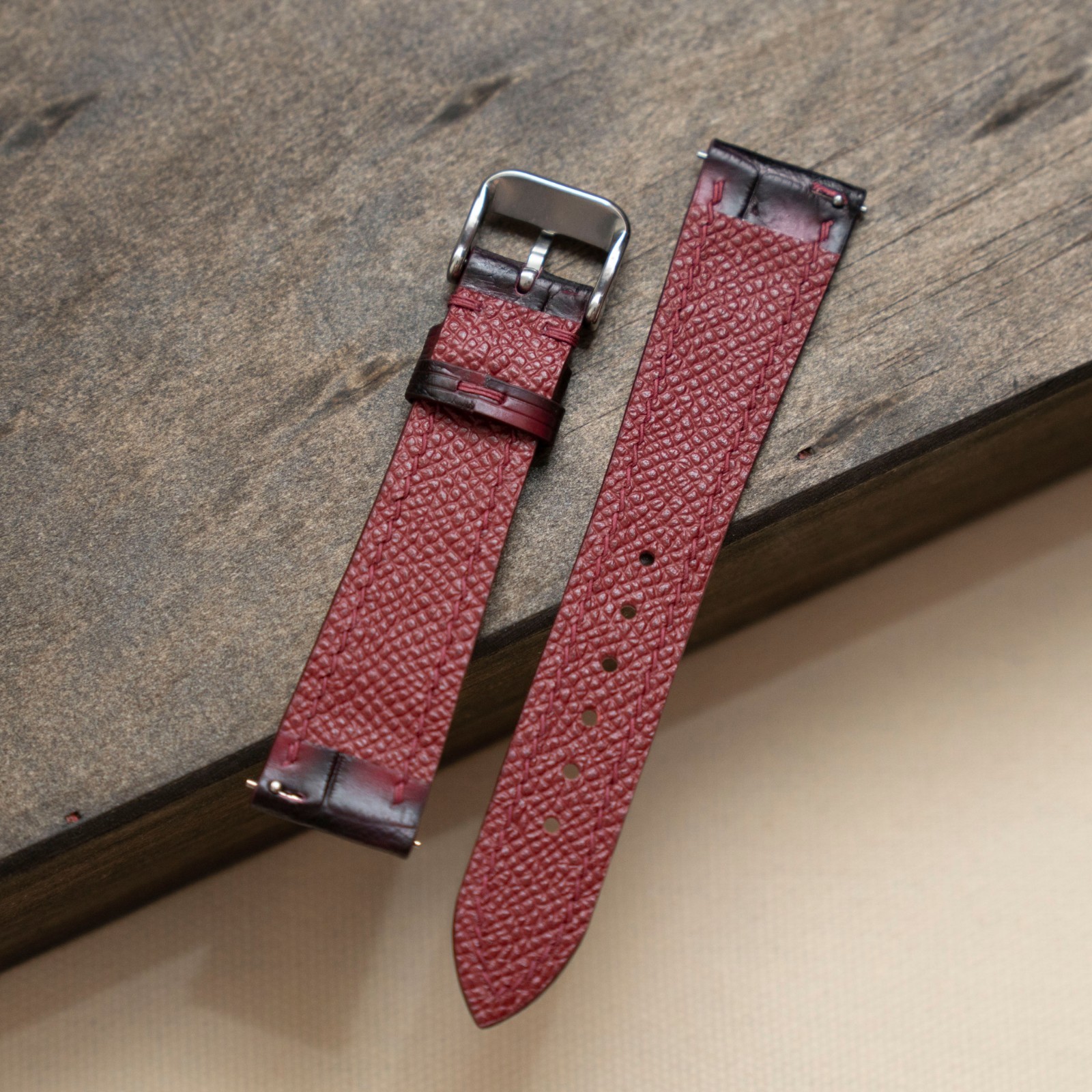 Black – Red High-grade Croc Leather Watch Band 14mm to 26mm