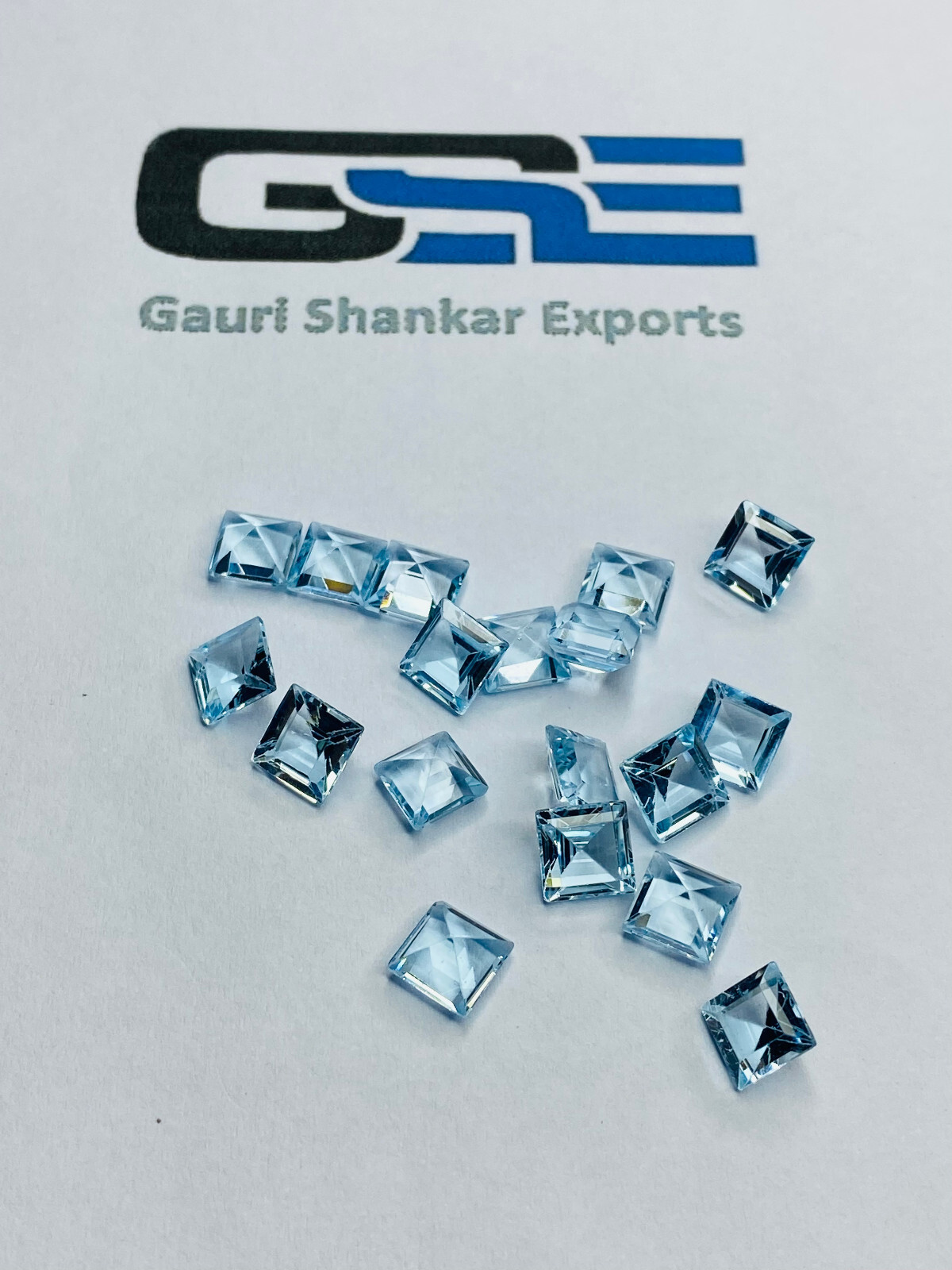Blue Topaz Faceted Square Cut Loose Gemstone 2.5×2.5 mm to 10×10 mm DG