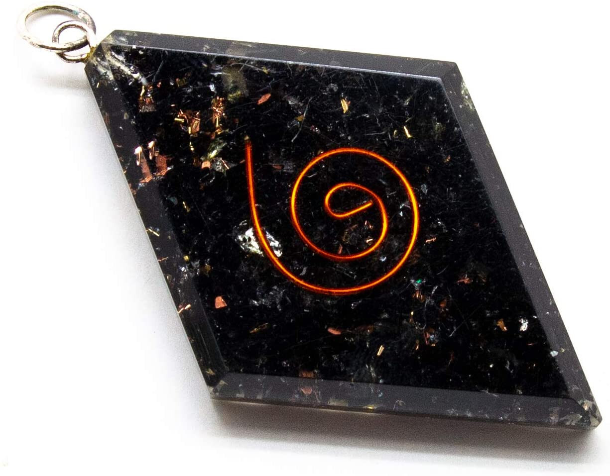 Black Tourmaline Orgone Energy Generator Pendant Handmade Orgonite Necklace