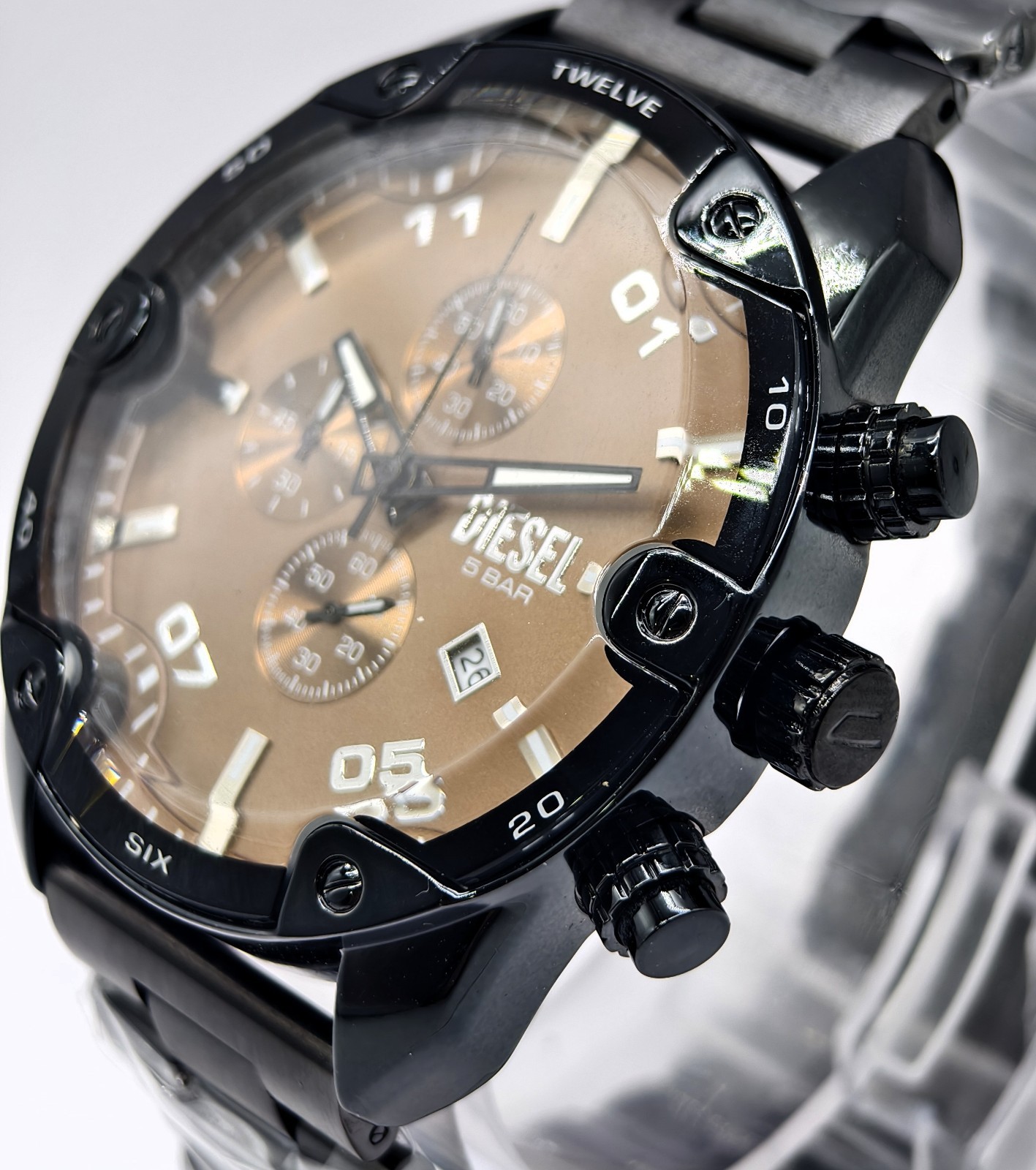 Awesome Diesel Spiker ”ONLY THE BRAVE” Chronograph Quartz Men’s Wrist Watch
