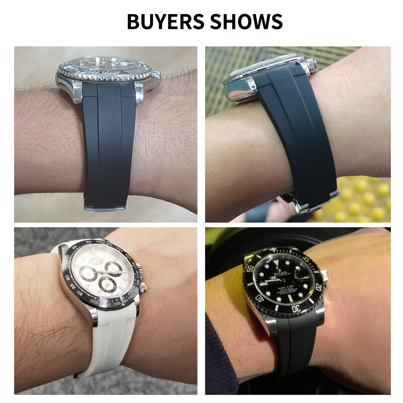 Silicone Rubber Watch Band Men’s Waterproof Silicone Sports Strap Fit Rolex 20mm